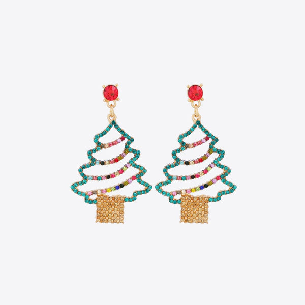 Rhinestone Alloy Christmas Tree Earrings - 1985 the VAULT Boutique