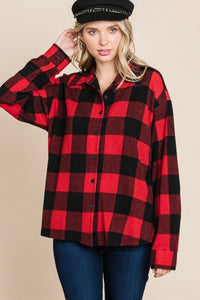 Super Lady Plaid Button Up Long Sleeve Shirt - 1985 the VAULT Boutique