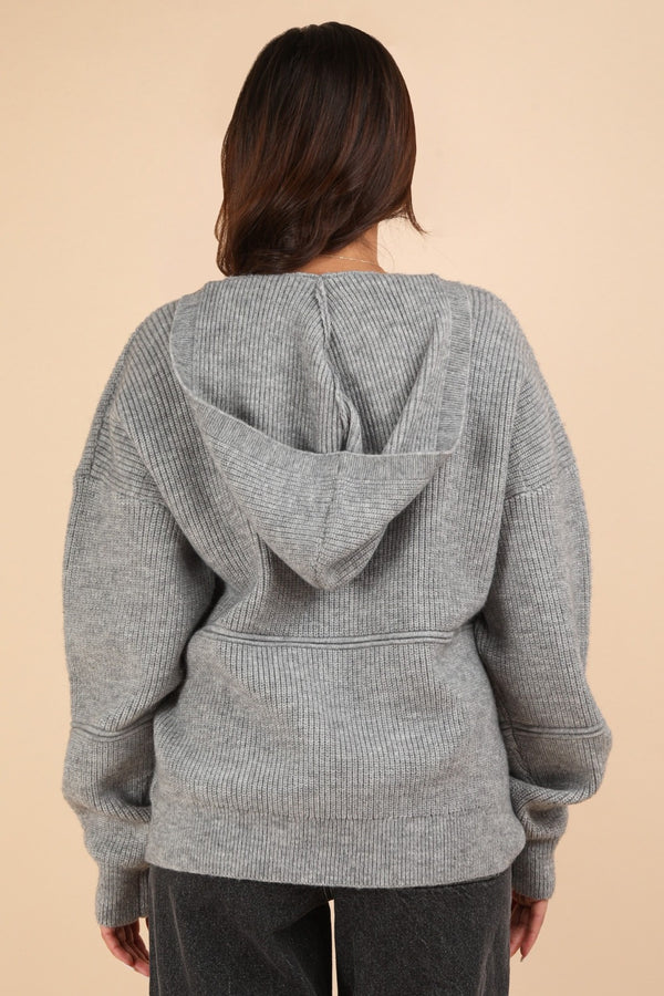 VERY J Seam Detail Drop Shoulder Hooded Sweater - 1985 the VAULT Boutique