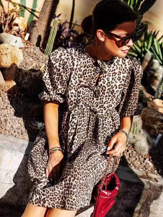 Leopard Short Sleeve Mini Dress - 1985 the VAULT Boutique