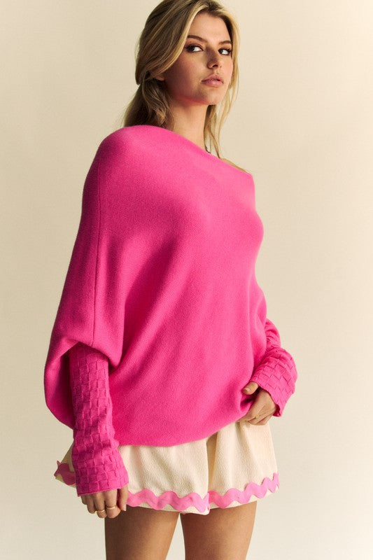 Davi & Dani Solid Color Batwing Sleeve Sweater - 1985 the VAULT Boutique