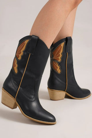 Beast Fashion Butterfly Cut Detail Point Toe Boots - 1985 the VAULT Boutique