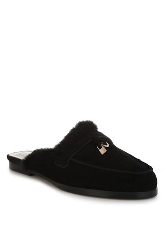 Bosnia Suede & Faux Fur Slip On Mules - 1985 the VAULT Boutique