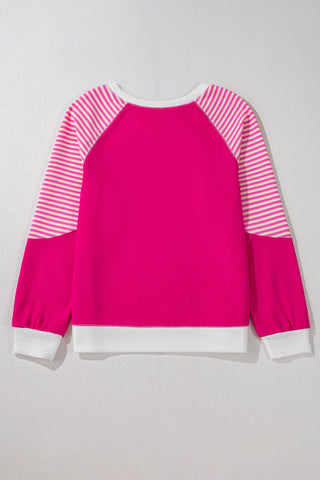 Striped Round Neck Long Sleeve Sweatshirt - 1985 the VAULT Boutique