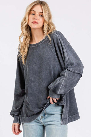 Mittoshop Mineral Wash Raglan Long Sleeve Oversized Top - 1985 the VAULT Boutique