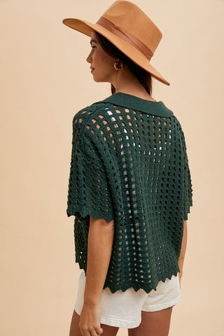 Annie Wear Openwork Johnny Collar Knit Cover Up - 1985 the VAULT Boutique