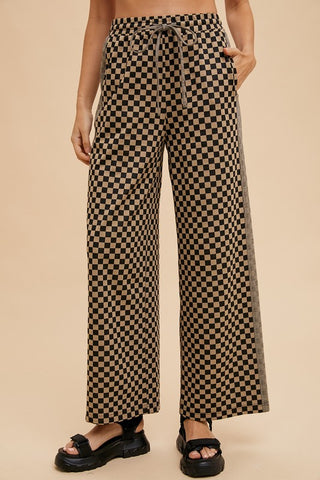 Annie Wear Drawstring Checkered Wide Leg Pants - 1985 the VAULT Boutique