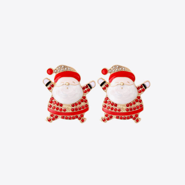 Rhinestone Alloy Santa Earrings - 1985 the VAULT Boutique