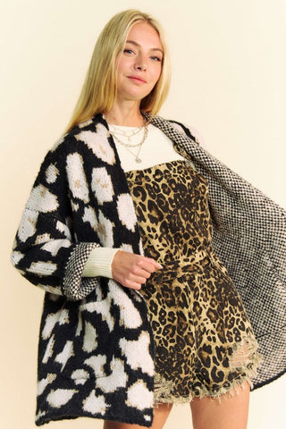 Davi & Dani Leopard Open Front Long Sleeve Cardigan - 1985 the VAULT Boutique