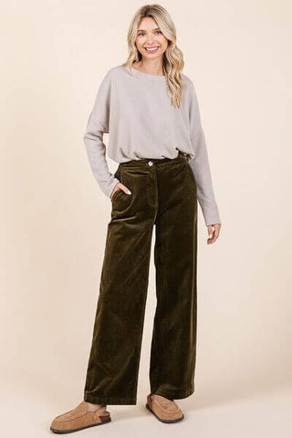 Mittoshop Corduroy Back Elastic Waist Pants - 1985 the VAULT Boutique