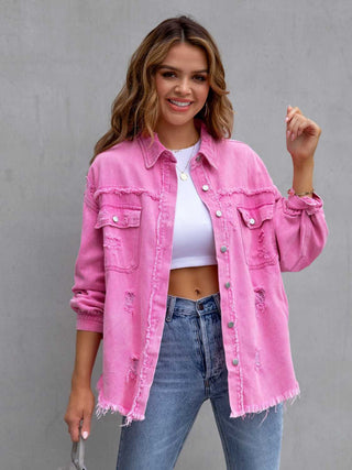 Distressed Drop Shoulder Denim Jacket - 1985 the VAULT Boutique