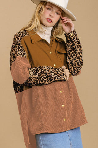 High-Low Leopard Snap Down Shacket - 1985 the VAULT Boutique