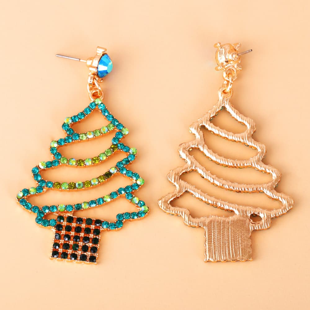 Rhinestone Alloy Christmas Tree Earrings - 1985 the VAULT Boutique