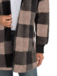 Plaid Long Sleeve Hooded Coat - 1985 the VAULT Boutique