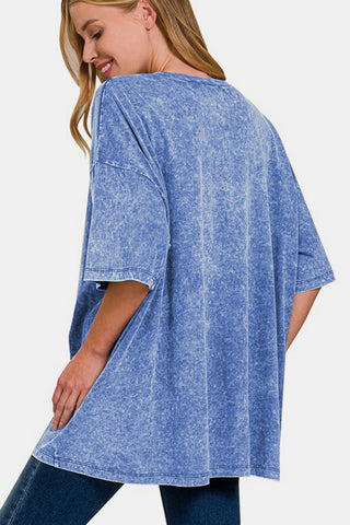 Zenana Full Size Washed Round Neck Drop Shoulder Oversized T-Shirt - 1985 the VAULT Boutique