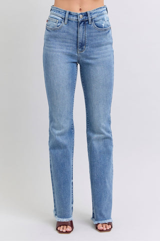 Judy Blue Full Size Raw Hem High Rise Bootcut Jeans - 1985 the VAULT Boutique