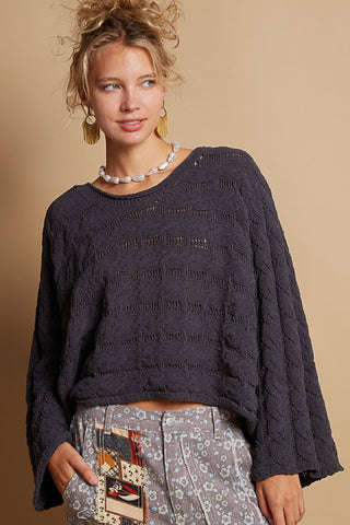 POL Round Neck Cable Knit Cropped Sweater - 1985 the VAULT Boutique