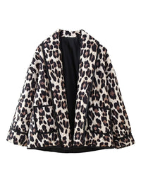 Leopard Open Front Long Sleeve Outerwear - 1985 the VAULT Boutique