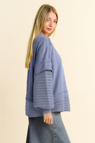 Davi & Dani Faux Layered Round Neck Sweater - 1985 the VAULT Boutique