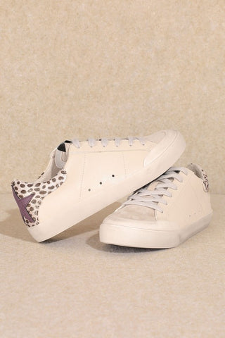 Gold Leopard Lace Up Star  Sneakers - 1985 the VAULT Boutique