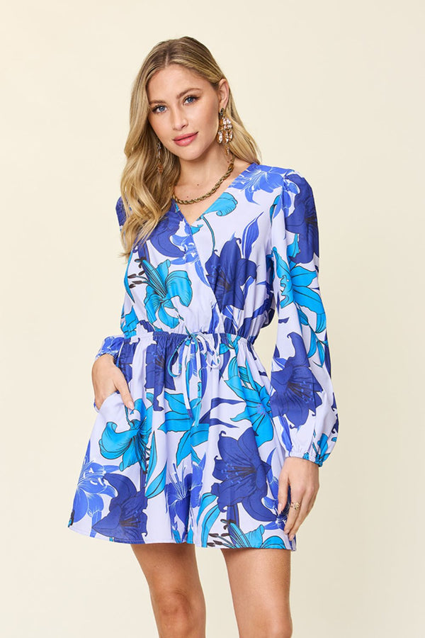 Double Take Full Size Floral Long Sleeve Romper with Pockets - 1985 THE VAULT