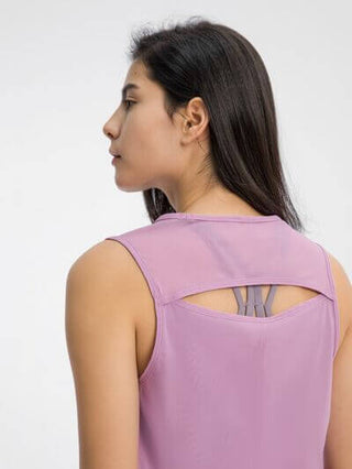 Millennia Cutout Back Round Neck Active Tank - 1985 the VAULT Boutique