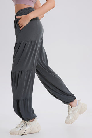 Basic Bae Drawstring Elastic Waist Ruched Joggers - 1985 the VAULT Boutique