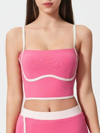 Millennia Contrast Trim Square Neck Active Cami with Detachable Chest Pads - 1985 the VAULT Boutique