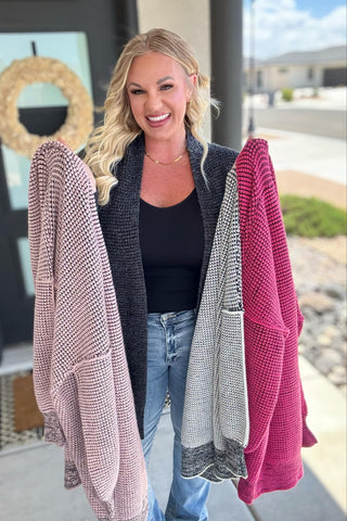 Contrast Trim Knit Cardigan in Four Colors - 1985 the VAULT Boutique