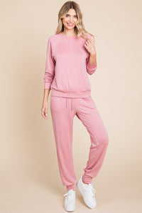 Super Lady Round Neck Raglan Sleeve Top and Drawstring Pants Lounge Set - 1985 the VAULT Boutique