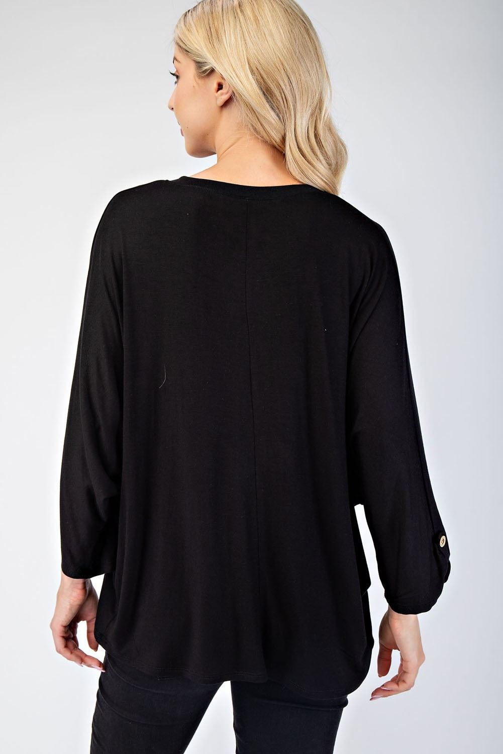 Celeste Full Size Notched Three-Quarter Sleeve Blouse - 1985 the VAULT Boutique