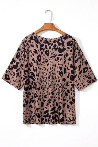 Leopard V-Neck Half Sleeve T-Shirt - 1985 the VAULT Boutique