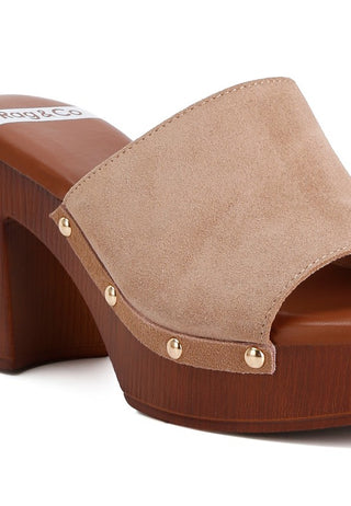 Cartera Suede High Block Heel Mules - 1985 the VAULT Boutique