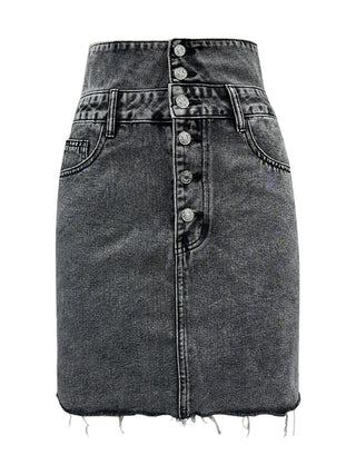 Raw Hem High Waist Denim Skirt - 1985 the VAULT Boutique