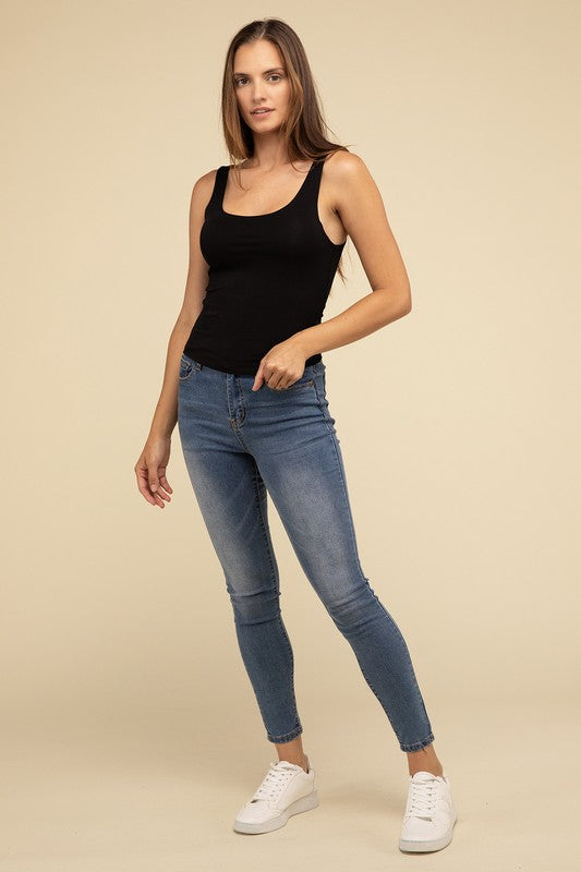 Basic Double Layer Round Neck Tank Top - 1985 the VAULT Boutique