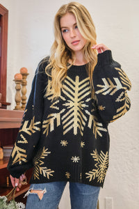 And The Why Foil Snowflake Round Neck Sweater - 1985 the VAULT Boutique