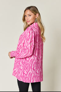 Double Take Full Size Printed Smocked Long Sleeve Blouse - 1985 the VAULT Boutique