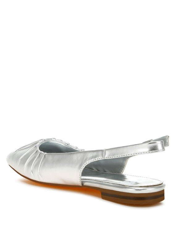 Berni Metallic Square Toe Flat Slingbacks - 1985 the VAULT Boutique