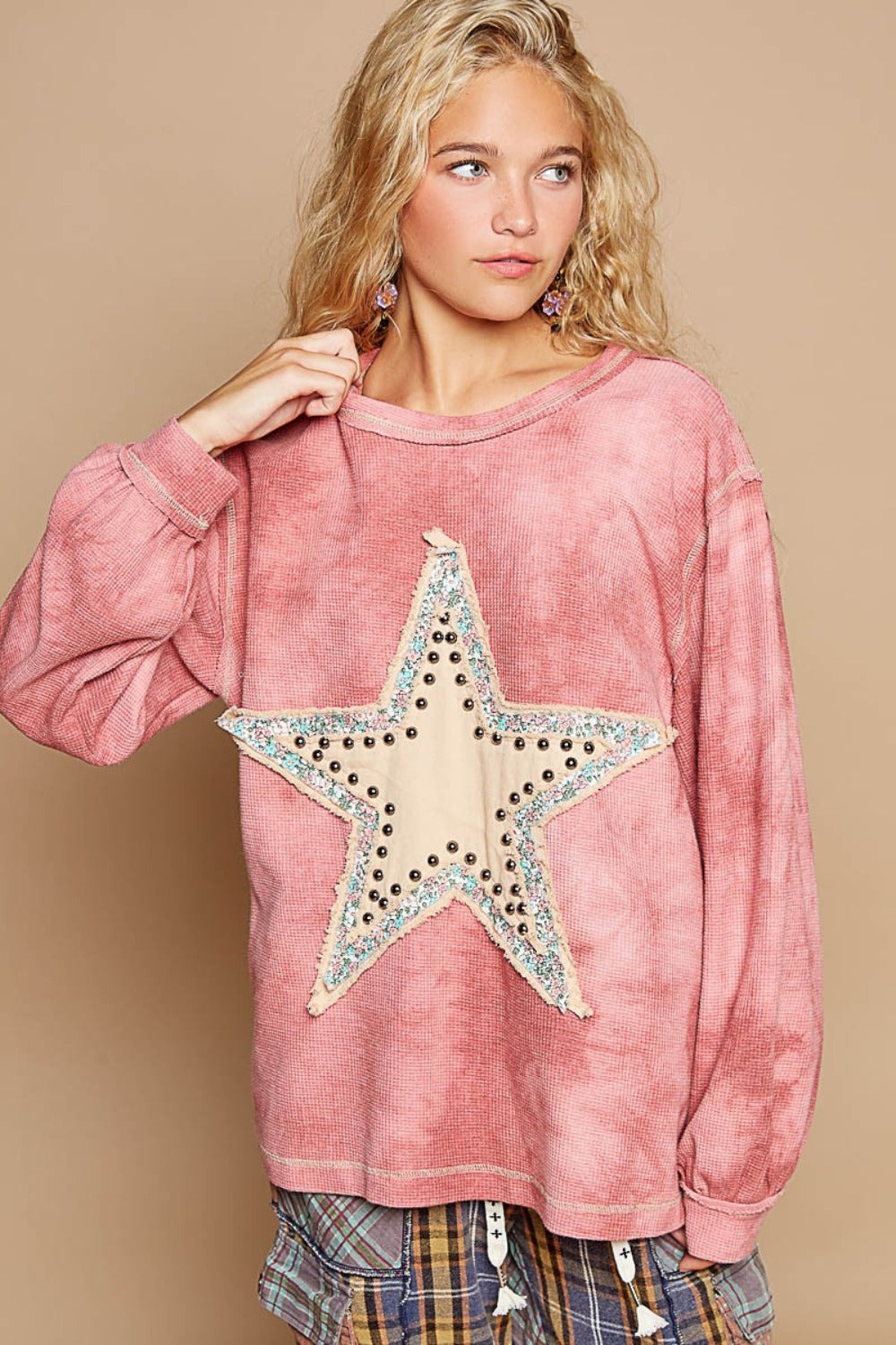 POL Washed Star Patch With Studded Top - 1985 the VAULT Boutique