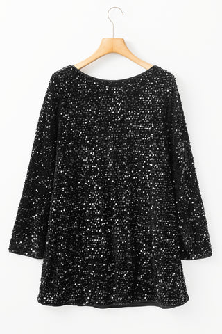 Sequin Bow Back Long Sleeve Mini Dress - 1985 the VAULT Boutique