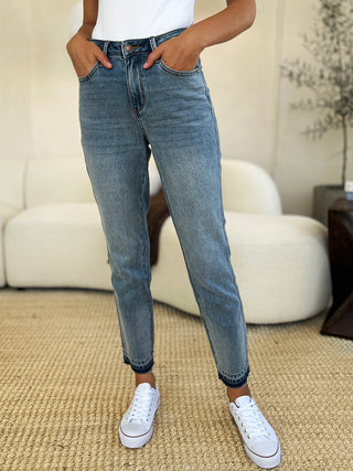 Judy Blue Full Size Mid Rise Rigid Magic Release Hem Jeans - 1985 the VAULT Boutique