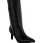 Mentha Woven Faux Leather Boots - 1985 the VAULT Boutique
