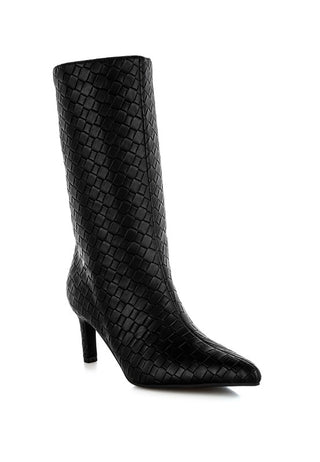 Mentha Woven Faux Leather Boots - 1985 the VAULT Boutique