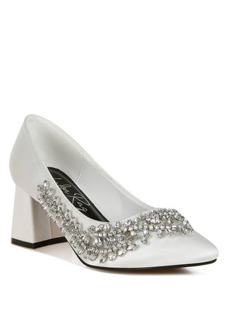 Abatina Satin Diamante Embellished Pumps - 1985 the VAULT Boutique