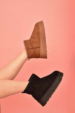 WILD DIVA Suede Round Toe Platform Booties - 1985 the VAULT Boutique