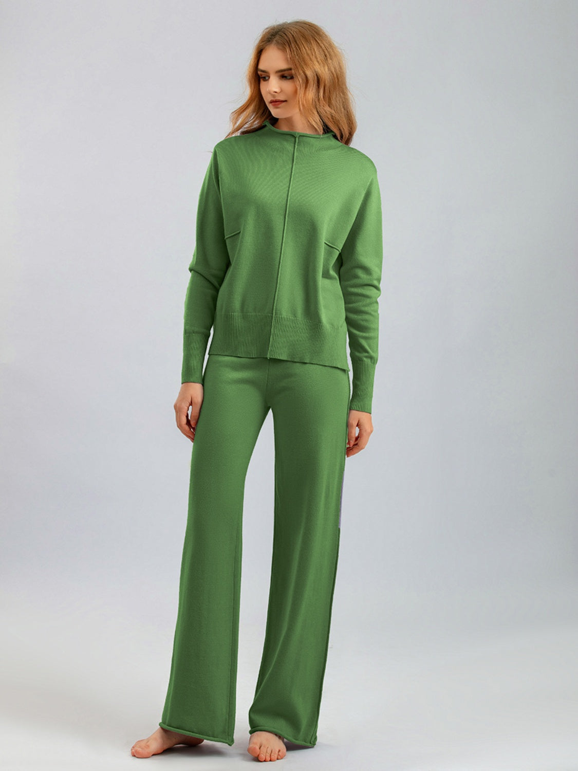 Basic Bae Mock Neck Long Sleeve Top and Pants Sweater Set - 1985 the VAULT Boutique