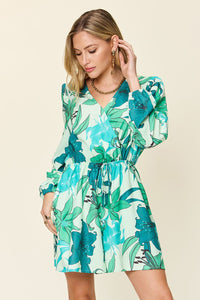 Double Take Full Size Floral Long Sleeve Romper with Pockets - 1985 THE VAULT