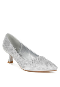 Dinah Rhinestones Embellished Kitten Heel Pumps - 1985 the VAULT Boutique