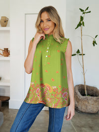 FAM-FAM Frill Printed Mock Neck Top - 1985 the VAULT Boutique