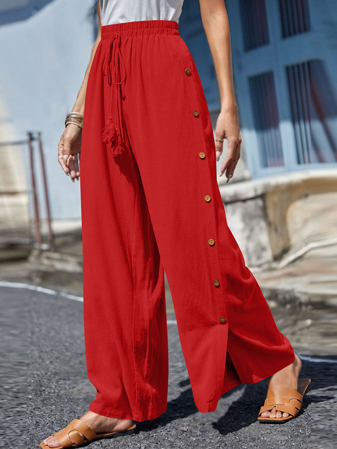 Full Size Tassel Wide Leg Pants - 1985 the VAULT Boutique